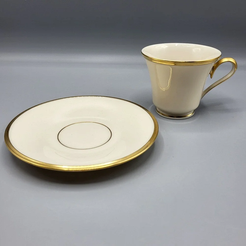 Vintage Lenox Eternal Dimension Collection Gold Trim Cup & Saucer Set